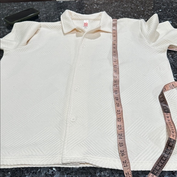 Fleece factory Geometric Jacquard Short Sleeve Button-Down Shirt - Picture 4 of 9